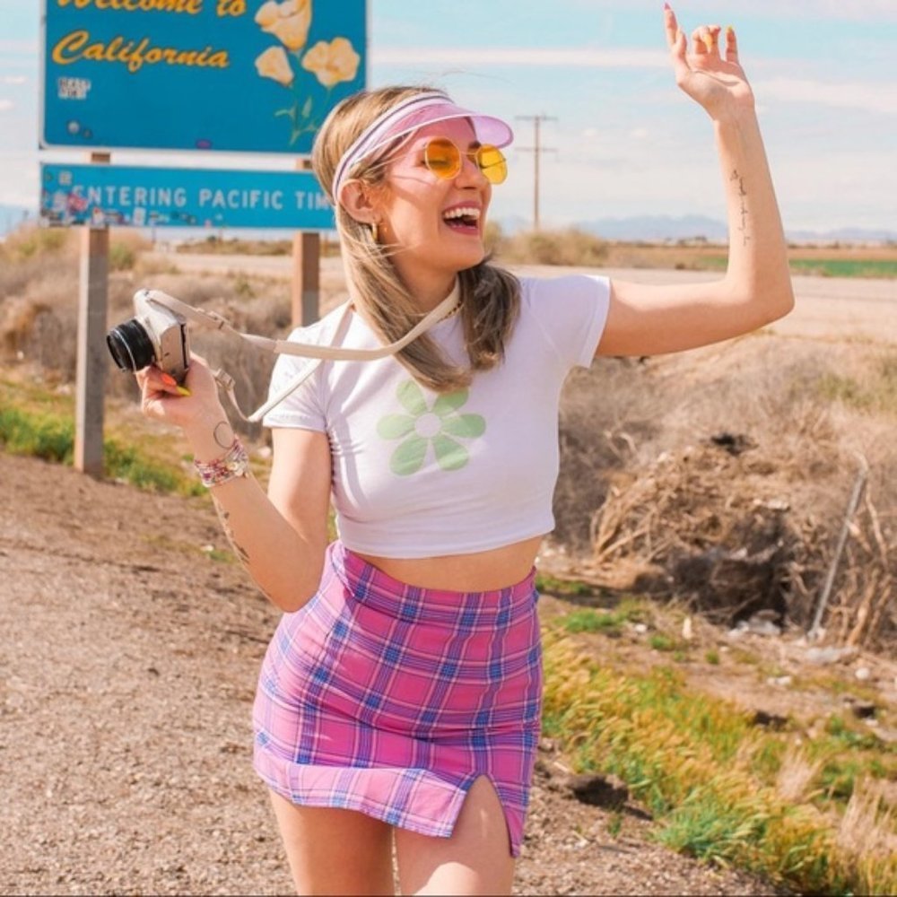Princess Polly Pink Plaid Briggs Mini Skirt 2 - Picture 3 of 11
